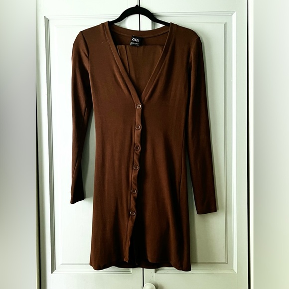 Zara Brown Knit Pants and Cardigan Set - Picture 2 of 7